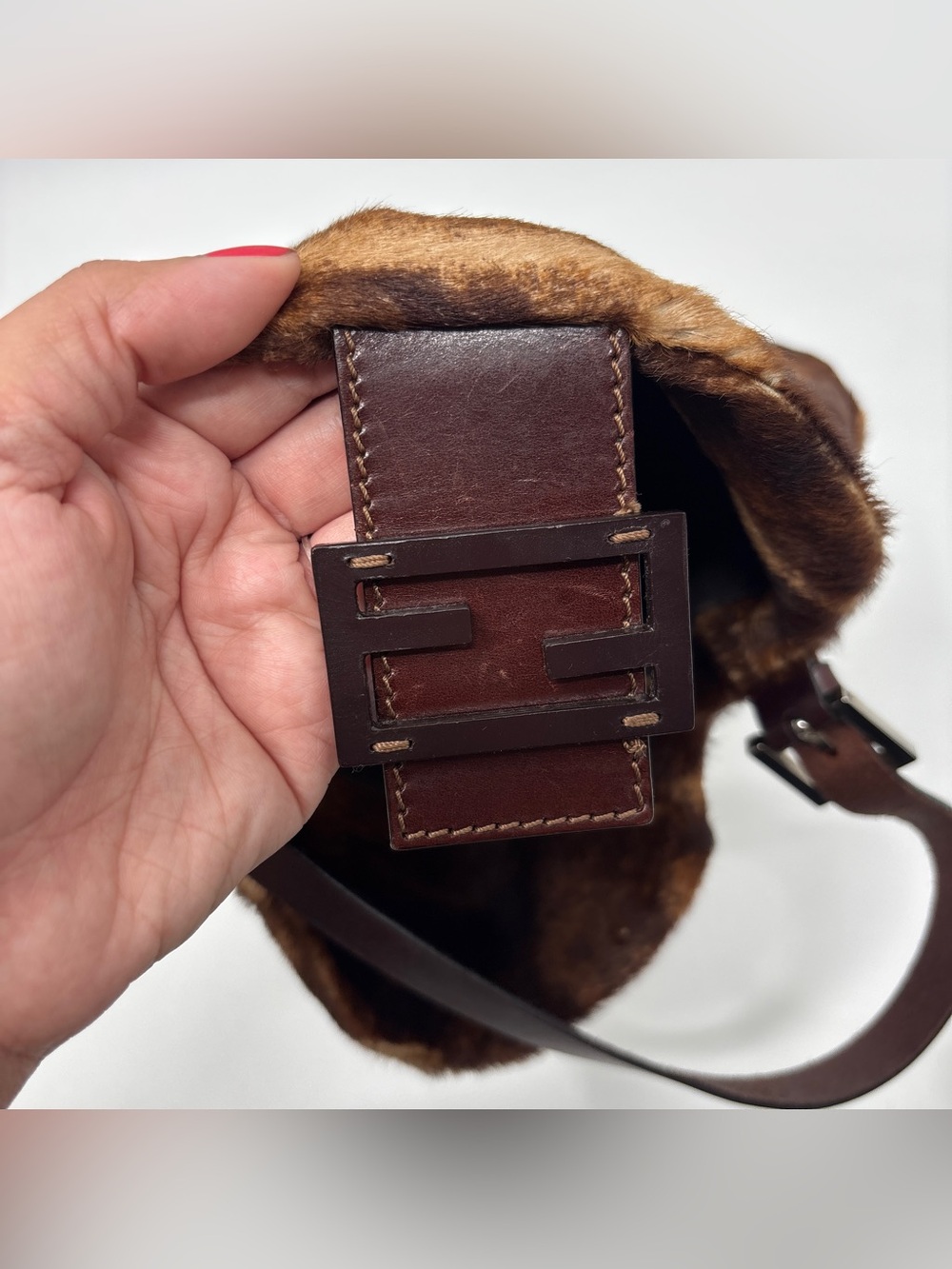 Vintage Fendi Baguette bag Brown Pony hair Y2K - Picture 12 of 16